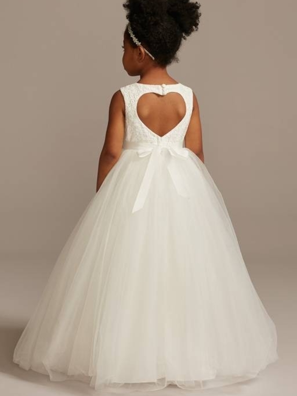 David's Bridal Red Ball Gown Flower Girl Dress with Heart Cutout - Picture 4 of 4